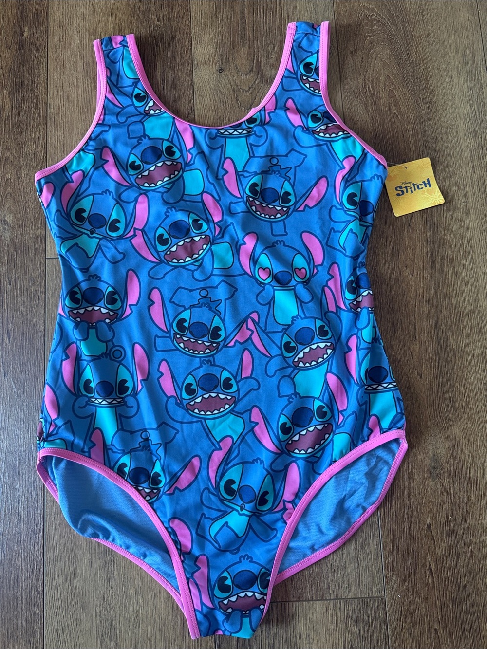 Disney Stitch Blue and Pink Cartoon Character Swimsuit. Size L.G
